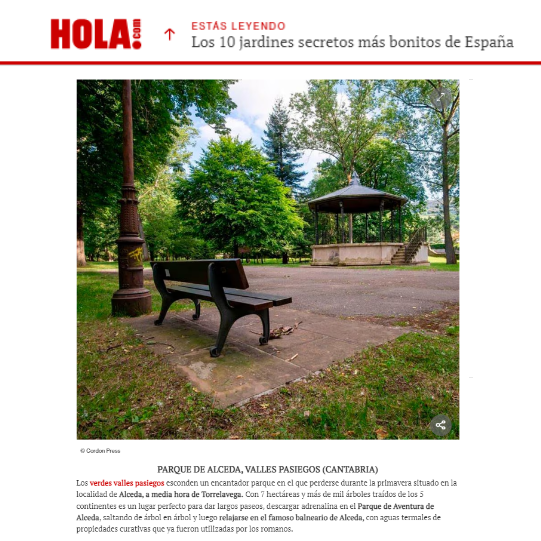 La revista Hola destaca Alceda por sus jardines y hace una mención especial a su balneario